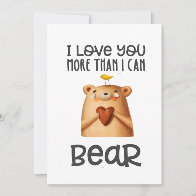 Invitation Love You More Bear Card (Devant)