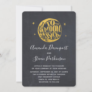 Invitation Love You to The Moon and Back Gold Mariage