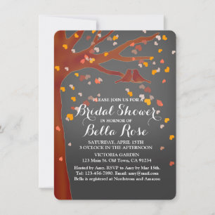 Invitation Lovebirds chêne coeur nuptiale douche amour1