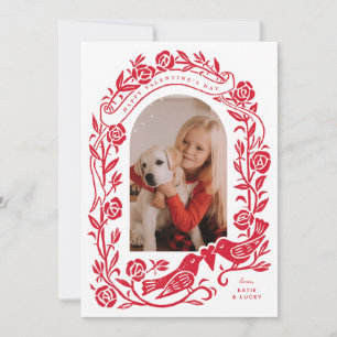 Invitation Lovebirds de Linocut et design de photo en arc ros