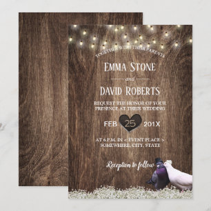 Invitation Lovebirds floral rustique et Mariage de voyants à