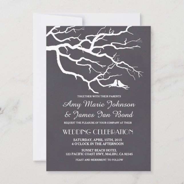 Invitation Lovebirds le mariage en tableau de bord invite lov (Devant)