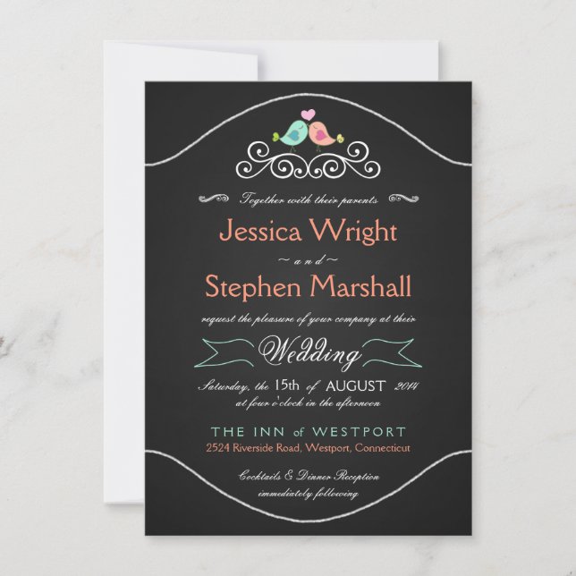Invitation LoveBirds, Mariage de tableau de bord russe (Devant)
