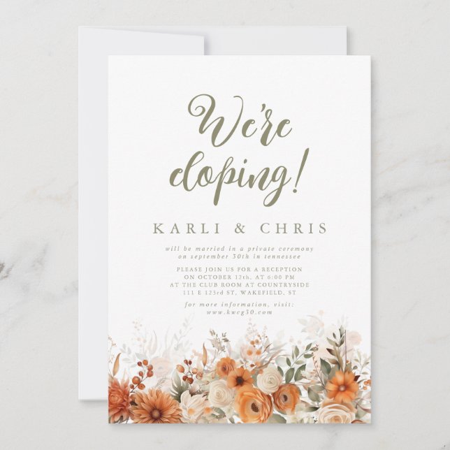 Invitation Lovely Fall Terra Cotta Floral Elopeption (Devant)