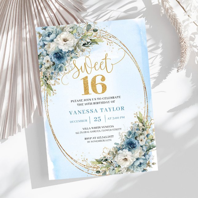 Invitation Lovely Gold Glitter Frame Sweet Sixteen Birthday  (Lovely Gold Glitter Frame Sweet Sixteen Birthday Invitation

)