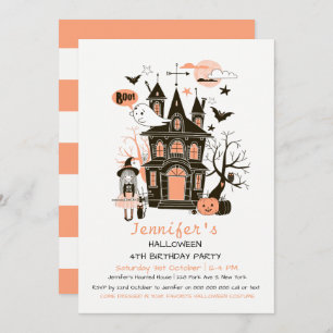 Invitation Lovely Haunted House Anniversaire de enfant Hallow