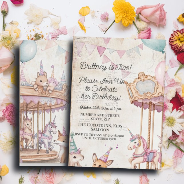 Invitation Lovely Journal Page w Animaux 2e fête d'anniversai (Créateur téléchargé)