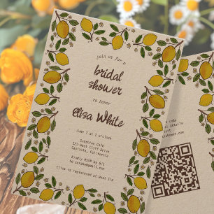 Invitation Lovely Lemons CUSTOM QR Code Kraft FÊTE DES MARIÉE