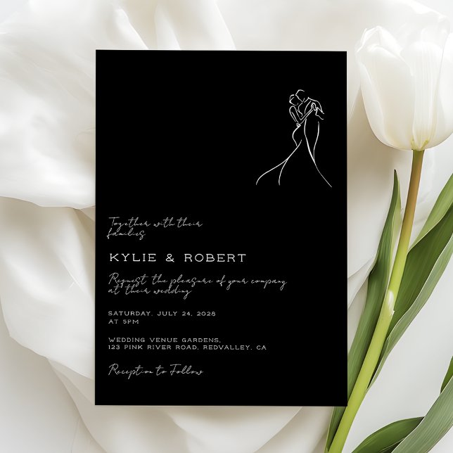 Invitation Lovely Modern Drawing Romantic Wedding (Créateur téléchargé)