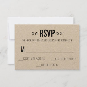 Invitation Lovely Rustic Kraft Wedding RSVP
