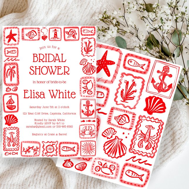 Invitation LoveNotes from the Sea Fête des mariées Modern CUS (LoveNotes from the Sea Bridal Shower Modern CUSTOM Invitation
)