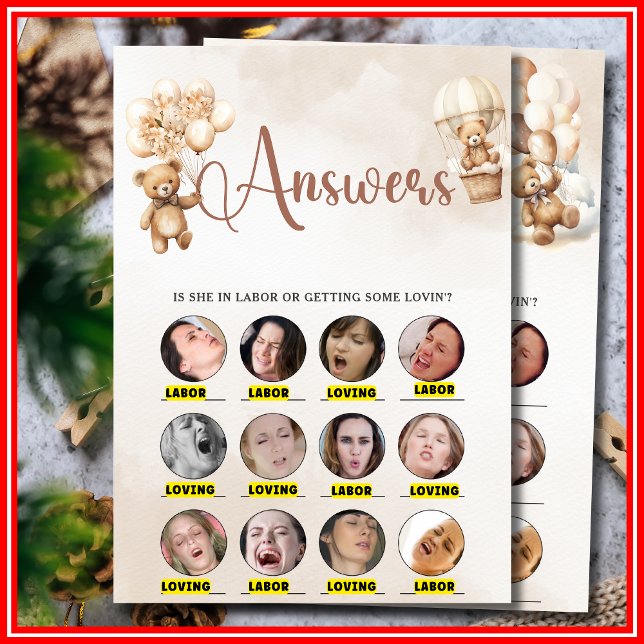 Invitation LOVING OU Baby shower DU TRAVAIL JEU MÊME Ours (Créateur téléchargé)