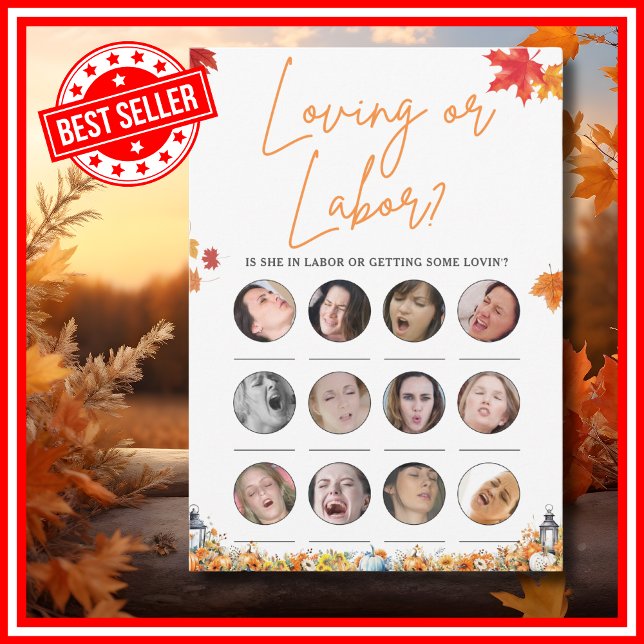 Invitation LOVING OU Baby shower DU TRAVAIL JEU PETIT CITROUI (LOVING OR LABOR Easy Baby Shower Game A Little Pumpkin is on the Way Fall Autumn Theme)