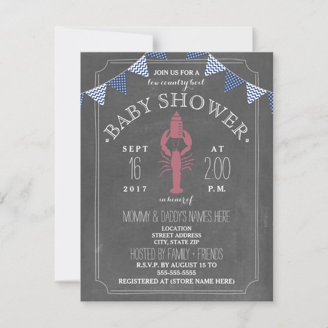 Invitation Low Country Boil Co Ed Baby shower (Devant)