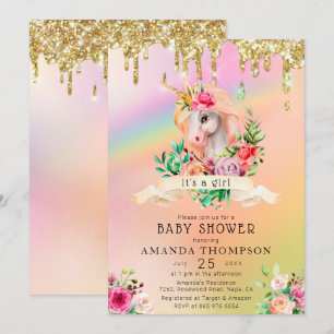 Invitation L'Parties scintillant d'or : un Baby shower de fil