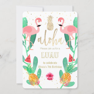 Invitation luau flamant rose