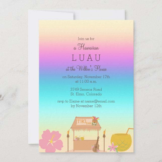 Invitation Luau Hawaïen Tropical (Devant)
