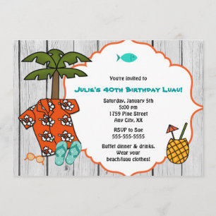 Invitation Luau Hawaii Anniversaire fête de plage