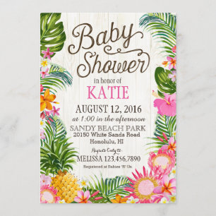 Invitation Luau Hawiian Beach Baby shower rustique