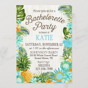 Invitation Luau Hawiian Beach Rustique Bachelorette Party