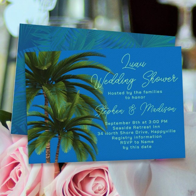 Invitation Luau Palm Trees Mariage Fête des mariées (Créateur téléchargé)
