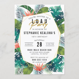 Invitation Luau Party Gold moderne Tropical Hawaiian Annivers