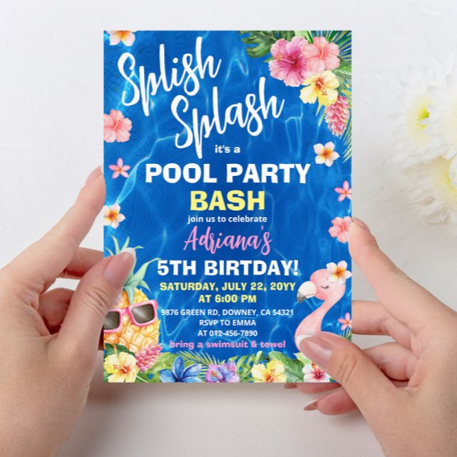 Invitation Luau Pineappy Hawaiian Birthday Pool Party (Créateur téléchargé)