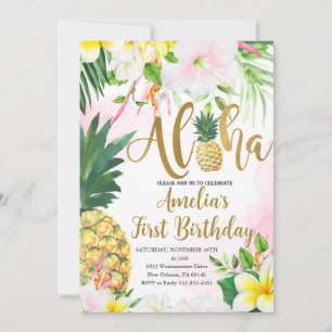 Invitation Luau Premier Anniversaire, Anniversaire Tropical,