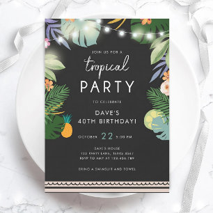 Invitation Luau Tropical Aloha Anniversaire Hommes