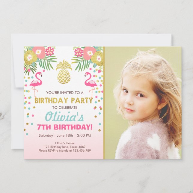 Invitation Luau tropical d'anniversaire d'invitation de (Devant)
