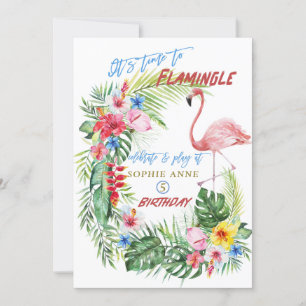 Invitation Luau Tropical Floral Flamant rose Pool Fille Anniv