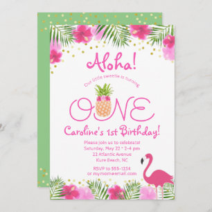 Invitation Luau Tropical Floral Girl 1er anniversaire