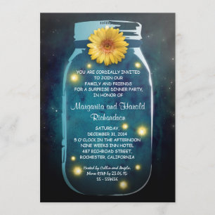 Invitation Lucioles et bocal en verre de style rustique pour