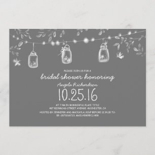 Invitation lucioles jarres de mason douches rustiques