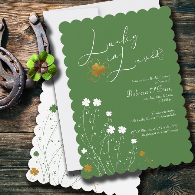 Invitation Lucky à Love Shamrock Green Gold Bridal Shower (Créateur téléchargé)
