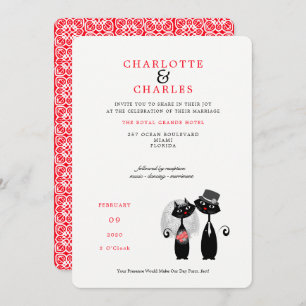 Invitation Lucky Black Cats Mariée   Groom Purr.fect Mariage