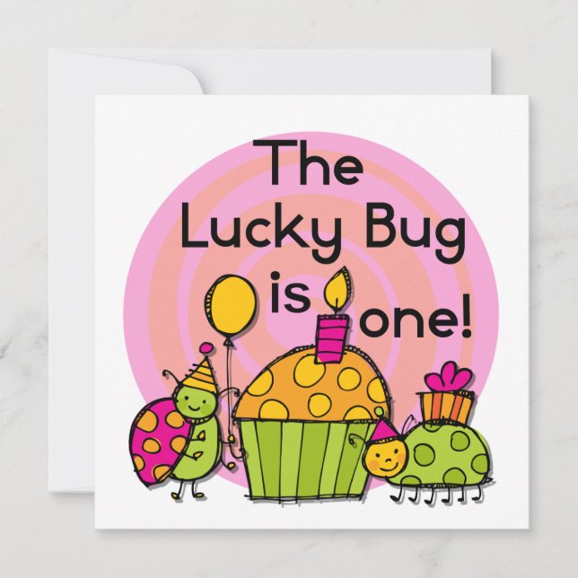 Invitation Lucky Bug Cupcake 1er Anniversaire Tshirts et cade (Devant)