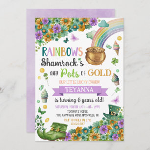 Invitation Lucky Charm Pot or Rainbow Sunflower Anniversaire