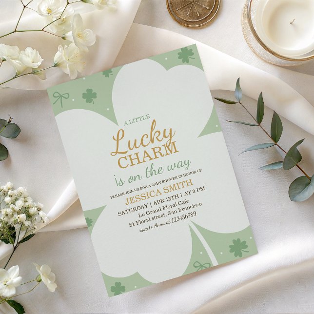 Invitation Lucky Charm Shamrock Baby Shower Invite (Créateur téléchargé)