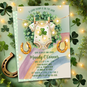 Invitation Lucky Charm Shamrock et Baby shower Rainbow