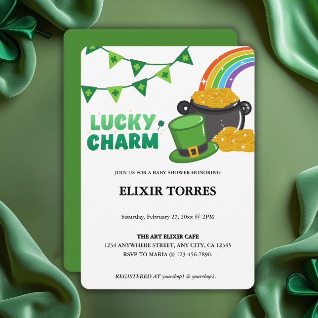 Invitation Lucky Charm Shamrock St. Patrick's Day Baby shower (Créateur téléchargé)