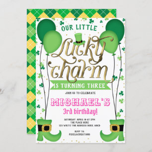 Invitation Lucky Charm, St Patrick's Day, Girl Birthday