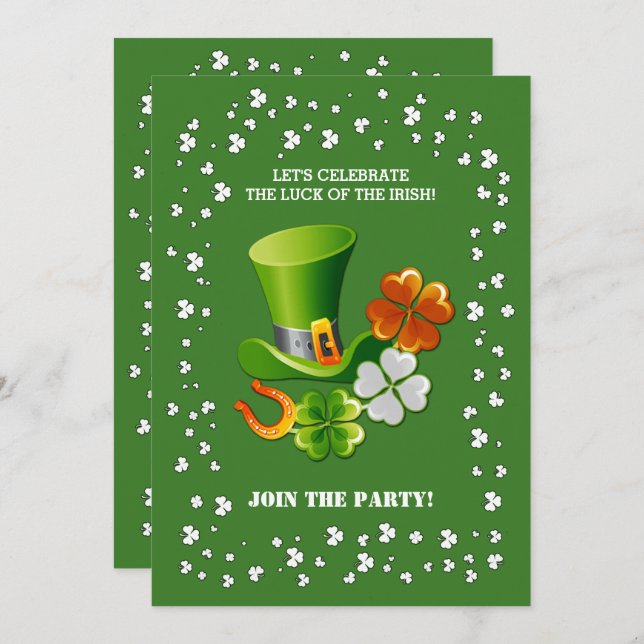 Invitation Lucky Charms St. Patrick's Day Party (Devant / Derrière)