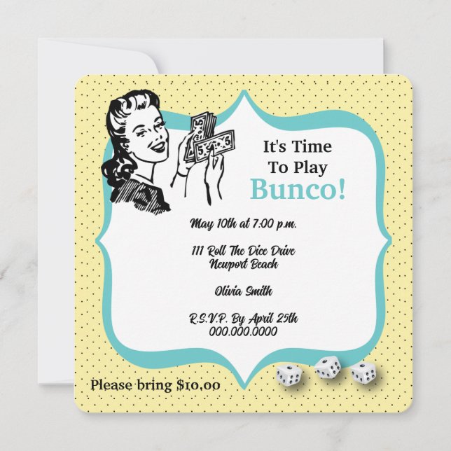 Invitation Lucky Dice Player Bunco Party (Devant)