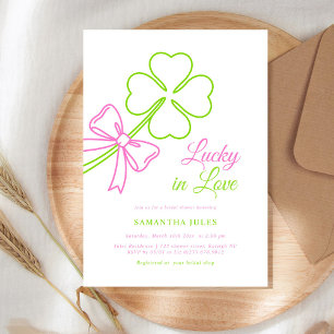 Invitation Lucky in Love Baby Shower Rose Vert Trèfle