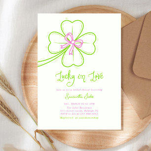 Invitation Lucky in Love Baby Shower Rose Vert Trèfle