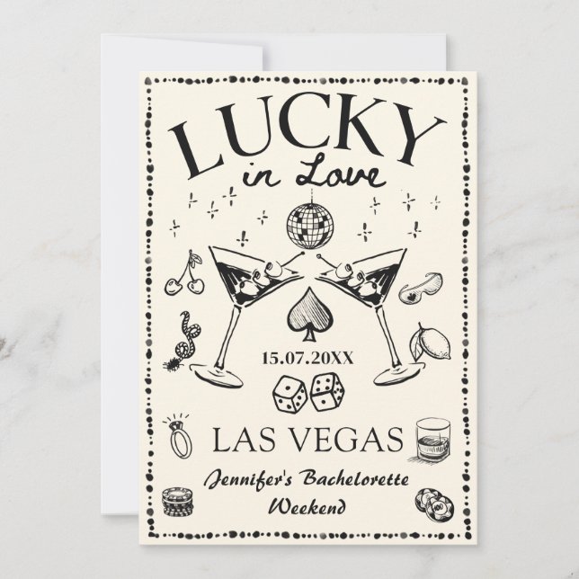 Invitation Lucky In Love Casino Bachelorette Week-end (Devant)