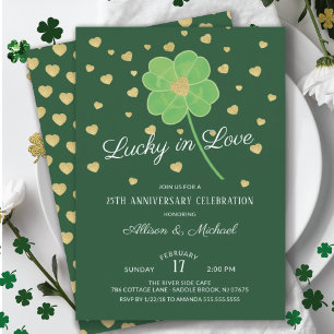 Invitation Lucky in Love Clover Anniversaire Party