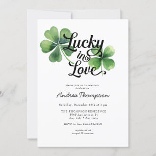 Invitation Lucky in Love   Fête des mariées aquarelle