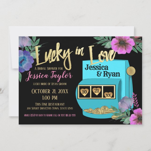 Invitation Lucky in Love Fête des mariées machine à fente (Devant)